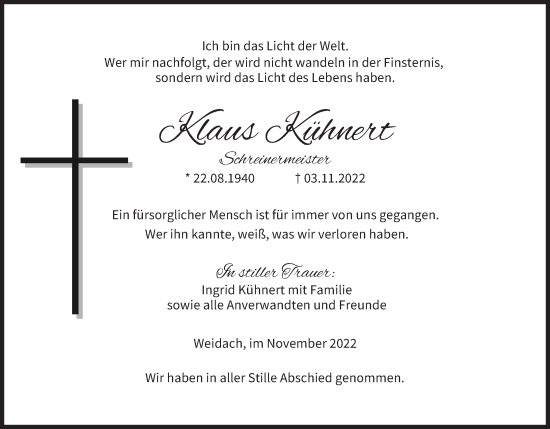 Anzeige von Klaus Kühnert von MGO