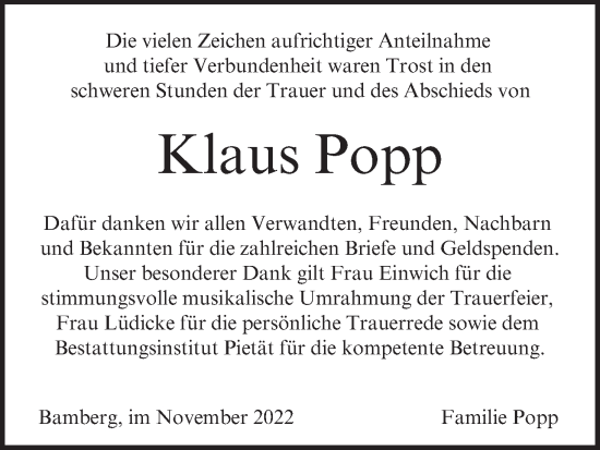 Anzeige von Klaus Popp von MGO