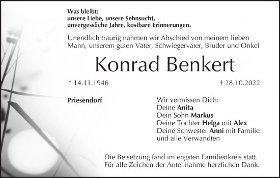 Anzeige von Konrad Benkert von MGO