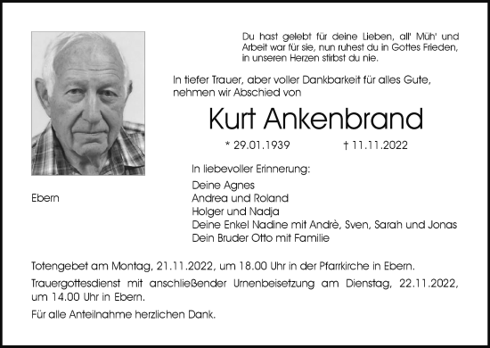 Anzeige von Kurt Ankenbrand von MGO