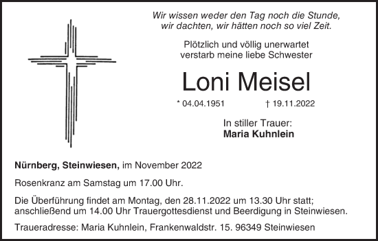 Anzeige von Loni Meisel von MGO