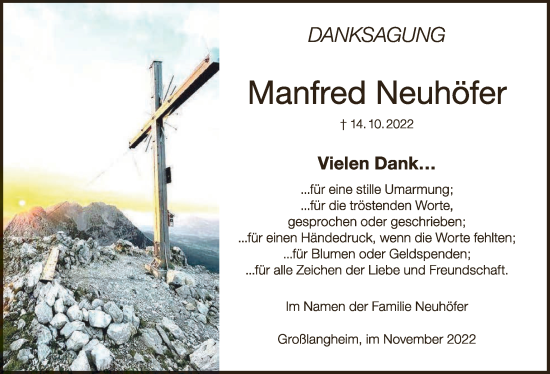 Anzeige von Manfred Neuhöfer von MGO