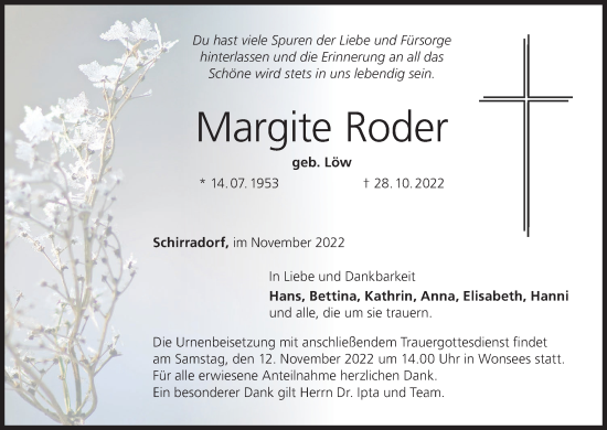 Anzeige von Margite Roder von MGO