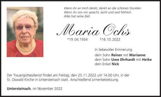Anzeige von Maria Ochs von MGO