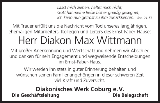 Anzeige von Max Wittmann von MGO
