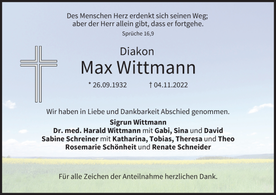 Anzeige von Max Wittmann von MGO