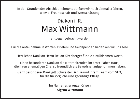 Anzeige von Max Wittmann von MGO