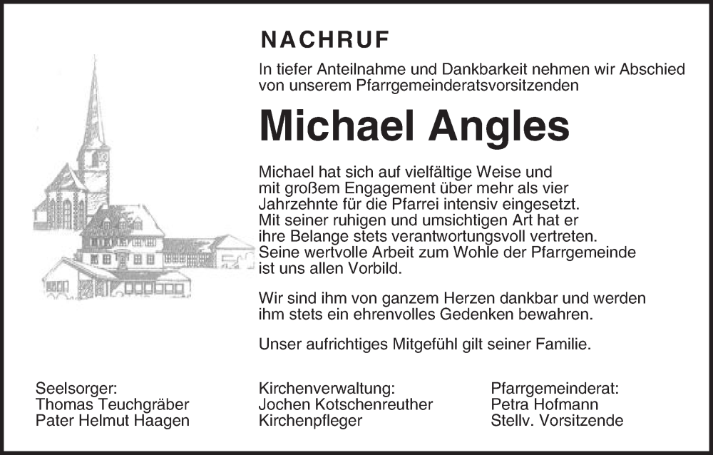  Traueranzeige für Michael Angles vom 19.11.2022 aus MGO