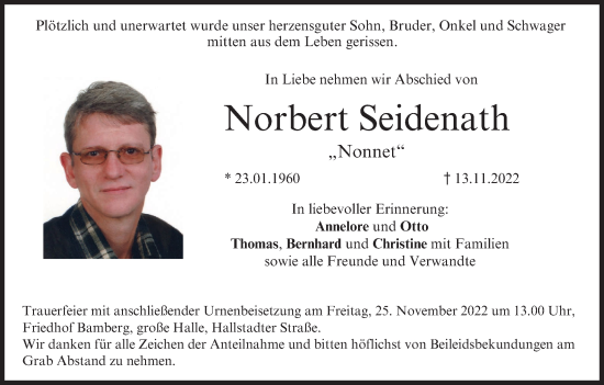 Anzeige von Norbert Seidenath von MGO