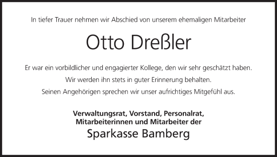 Anzeige von Otto Dreßler von MGO