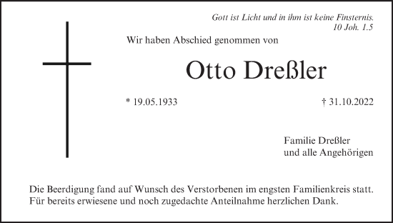 Anzeige von Otto Dreßler von MGO