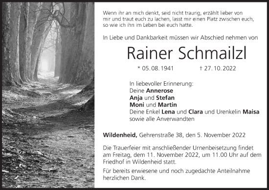 Anzeige von Rainer Schmailzl von MGO