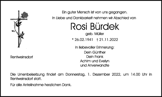 Anzeige von Rosi Bürdek von MGO