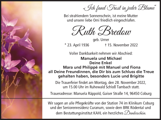 Anzeige von Ruth Bredow von MGO