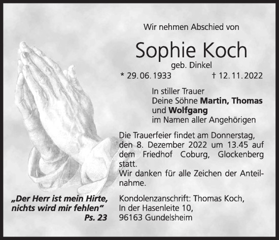 Anzeige von Sophie Koch von MGO