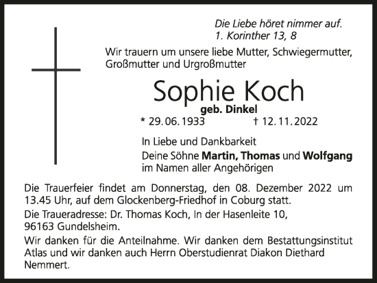 Anzeige von Sophie Koch von MGO