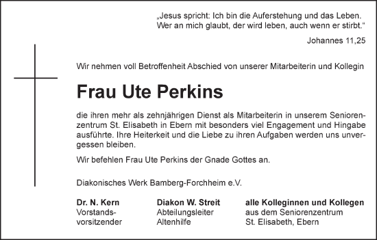 Anzeige von Ute Perkins von MGO