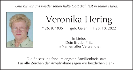 Anzeige von Veronika Hering von MGO