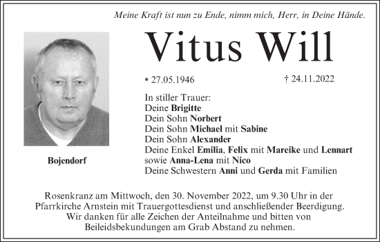 Anzeige von Vitus Will von MGO