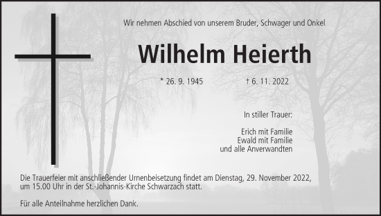 Anzeige von Wilhelm Heierth von MGO