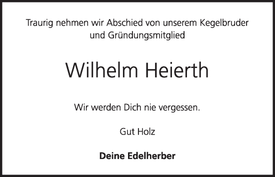 Anzeige von Wilhelm Heierth von MGO