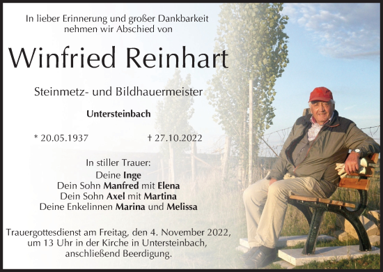 Anzeige von Winfried Reinhart von MGO