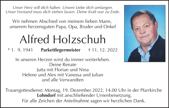Anzeige von Alfred Holzschuh von MGO