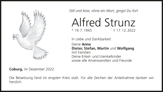 Anzeige von Alfred Strunz von MGO