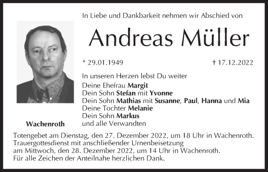 Anzeige von Andreas Müller von MGO
