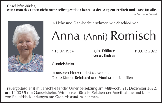 Anzeige von Anna Romisch von MGO