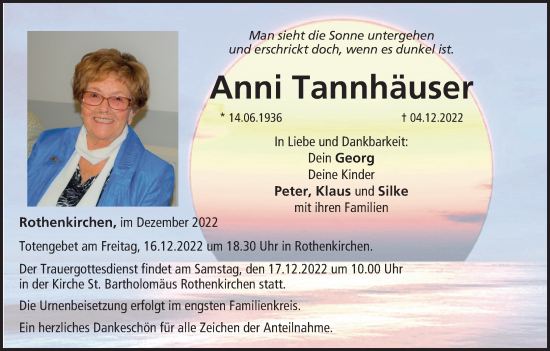 Anzeige von Anni Tannhäuser von MGO