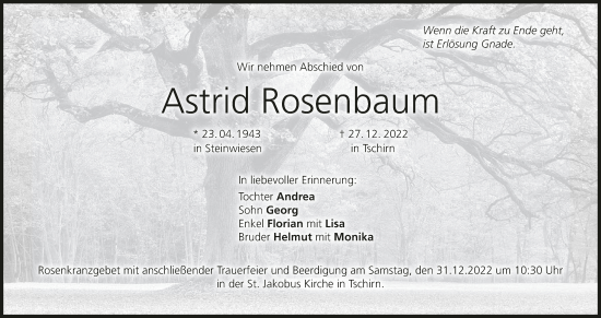 Anzeige von Astrid Rosenbaum von MGO
