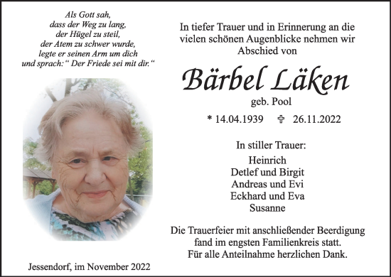 Anzeige von Bärbel Läken von MGO