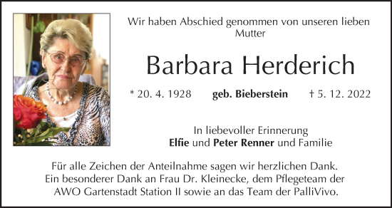 Anzeige von Barbara Herderich von MGO