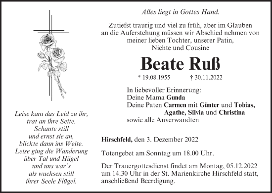 Anzeige von Beate Ruß von MGO