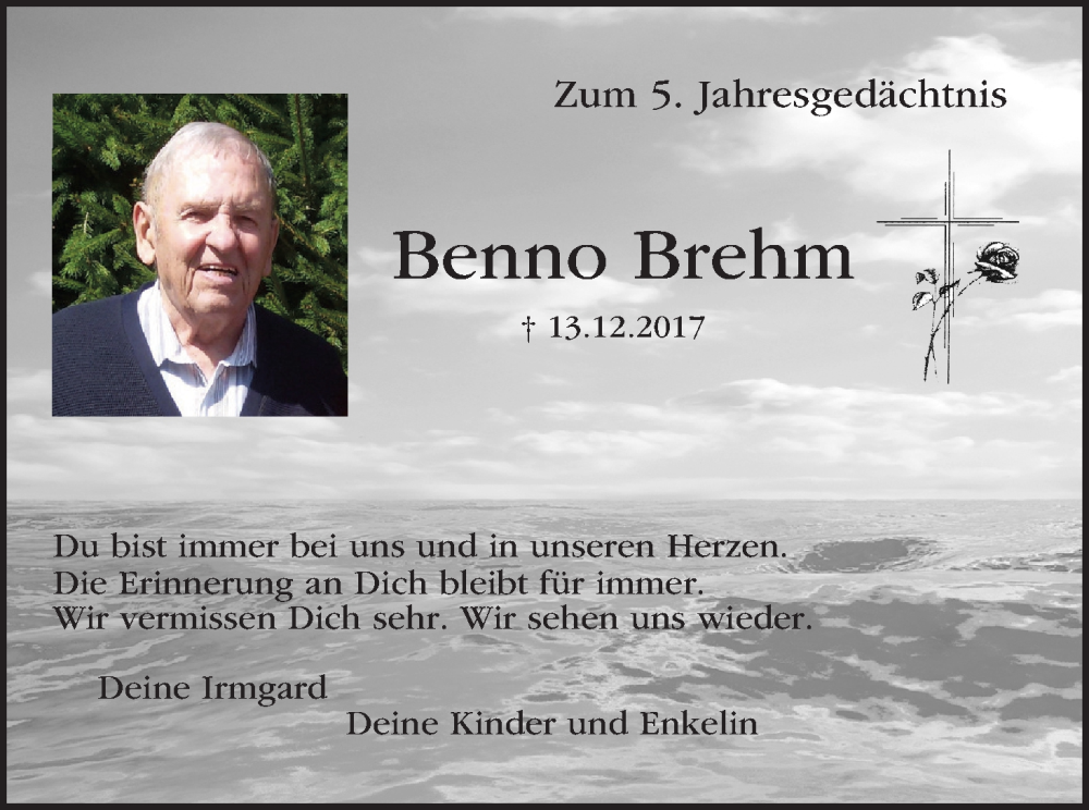  Traueranzeige für Benedikt Brehm vom 13.12.2022 aus MGO