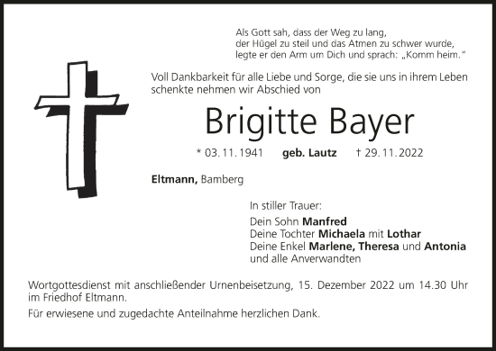Anzeige von Brigitte Bayer von MGO