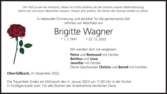 Anzeige von Brigitte Wagner von MGO
