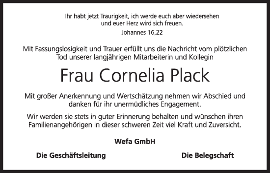 Anzeige von Cornelia Plack von MGO
