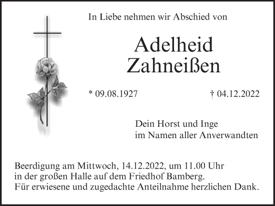Anzeige von DAdelheid Zahneißen von MGO