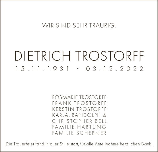 Anzeige von Dietrich Trostroff von MGO