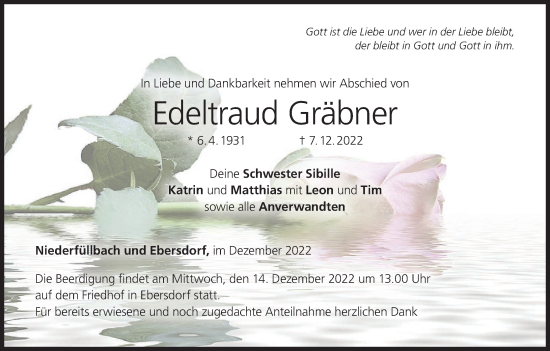 Anzeige von Edeltraud Gräbner von MGO