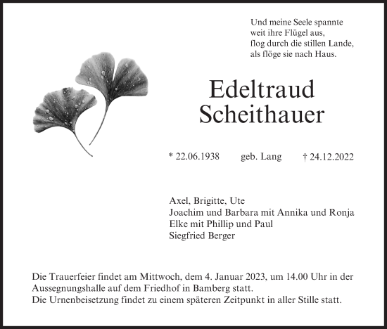 Anzeige von Edeltraud Scheithauer von MGO