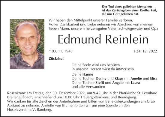 Anzeige von Edmund Reinlein von MGO