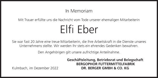 Anzeige von Elfi Eber von MGO