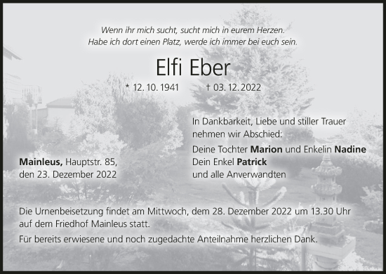 Anzeige von Elfi Eber von MGO