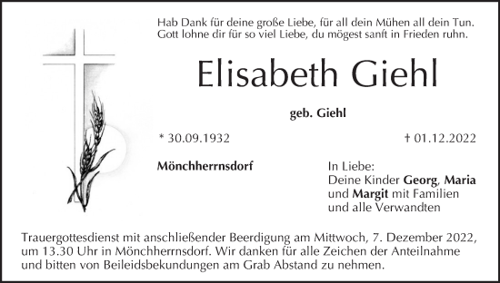 Anzeige von Elisabeth Giehl von MGO