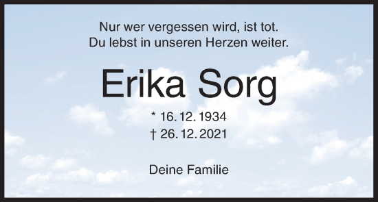 Anzeige von Erika Sorg von MGO