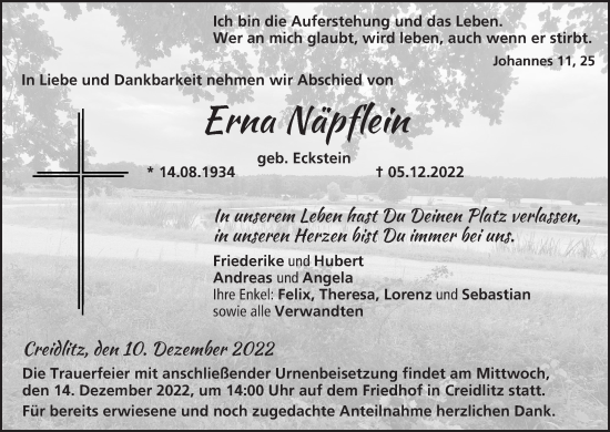 Anzeige von Erna Näpflein von MGO