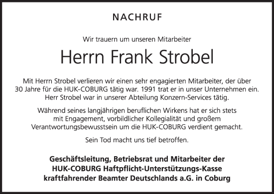 Anzeige von Frank Strobel von MGO